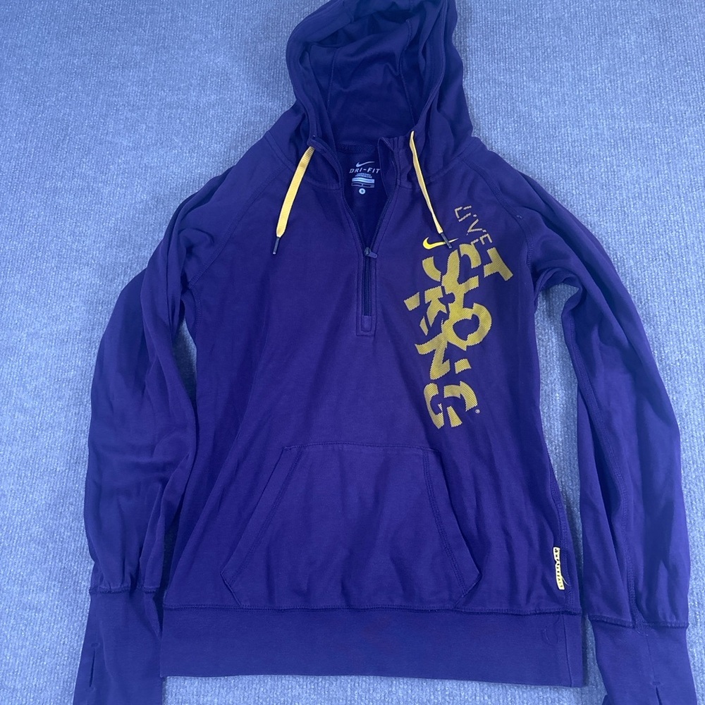 Purple and Yellow Hoodie Nike LIVESTRONG Dri-Fit Purple Hoodie – Women’s Small